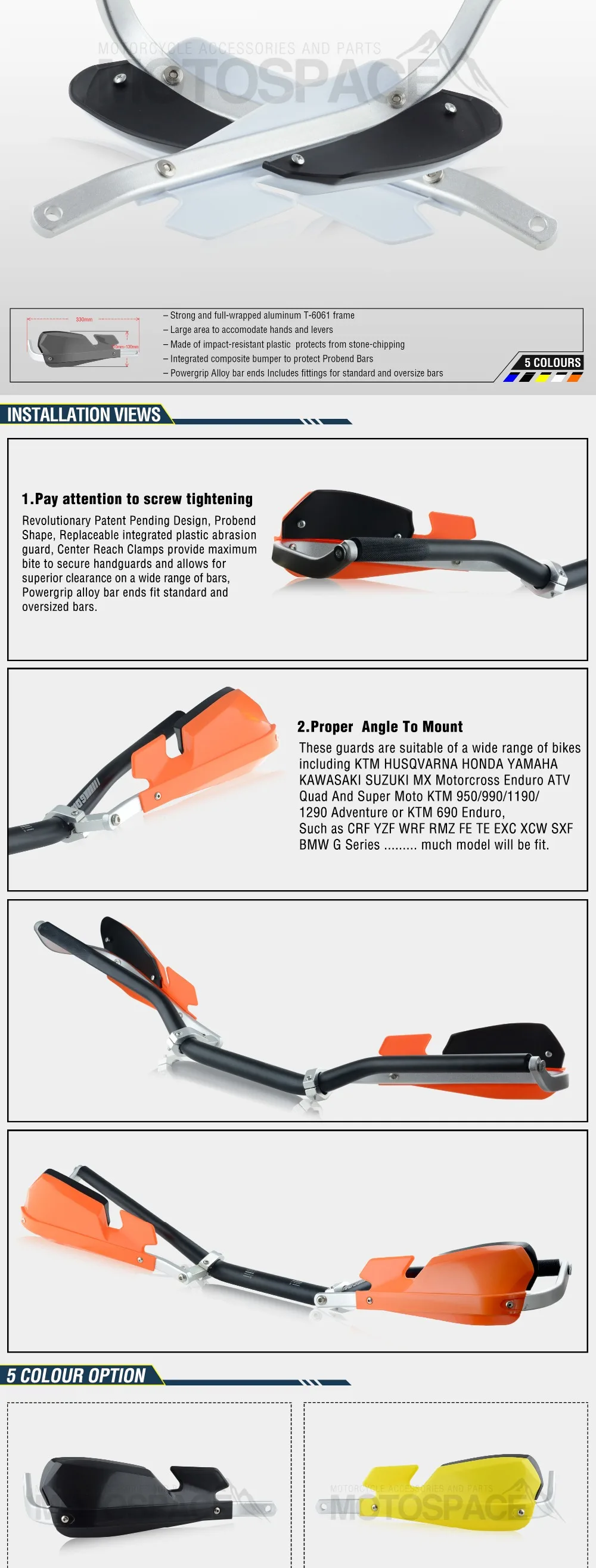 Spacemotors PZ-Motech рукавицы для мотоцикла подходят для 7/" 22 мм Handlebar1-1/8 28 мм жир бар CR XR YZ WR EX TTR CRF WRF EXC DRZ