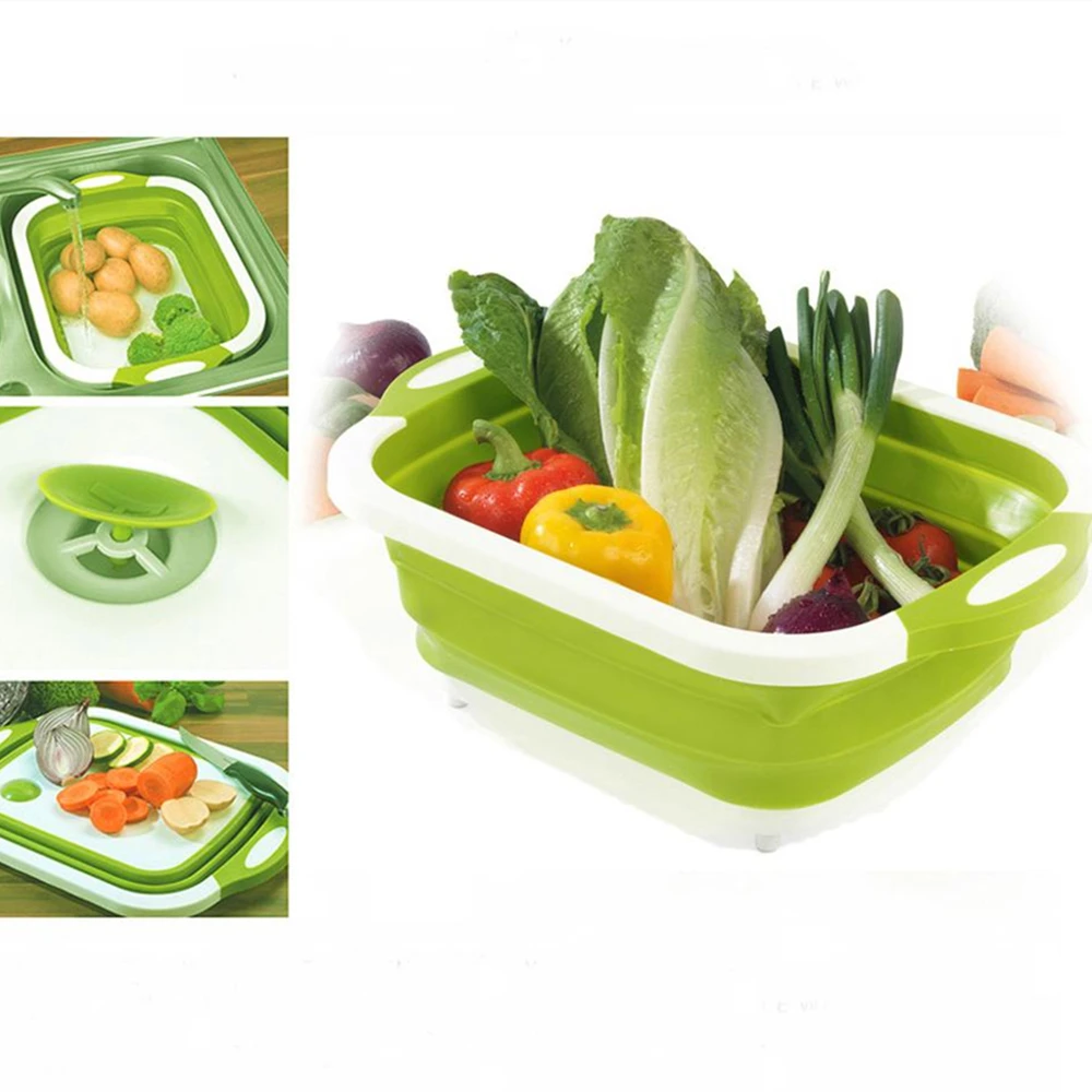 

2019 Collapsible Colander Fruit Vegetable Washing Drain Basket Foldable Sink Kitchen Folding Sink Fruit Basket Drain Container