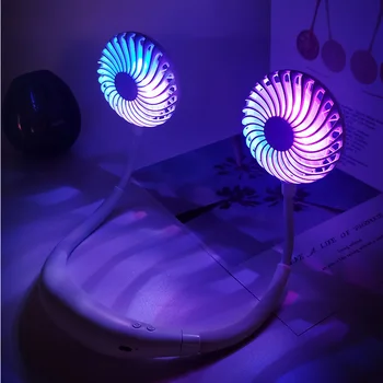 

ELOOLE Hands-free Neck Band Air Cooler Fan USB Rechargeable Dual Fan Mini Air Cooling Summer Portable 2000mA with Aromatherapy