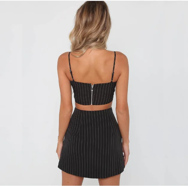 2022 summer New Women Skirts Fashion Black and white striped slim sexy front zip skirt Ladies High Waist Casual Mini Skirt S-XL slim fit striped anthracite men s shirt slm 5048 tss