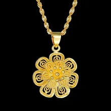 

Women Men Twisted Chain Necklaces Stainless Steel Flower Pendant Necklace for Women Men Gold Color Copper Jewelry Vintage Item