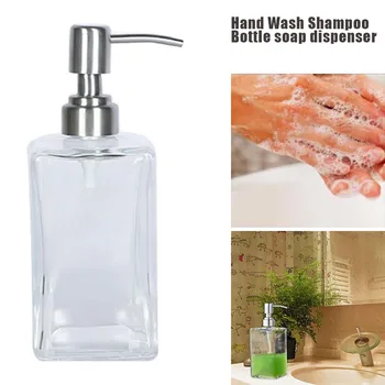 

Newly Glass Shampoo Dispenser Stainless Steel Pump Liquid Soap Essential Oils Lotions Bottle VA88