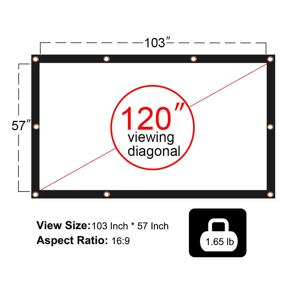 Портативный проектор экран 120 дюймов 16:9 складной Анти Crease HD 3D Крытый Открытый