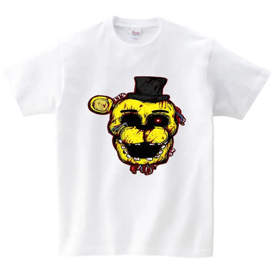 Детские От 3 до 8 лет футболки с принтом «пять ночей с Фредди» для мальчиков, новая одежда для больших детей, мальчиков и девочек, летние топы - Цвет: white childreT-shirt