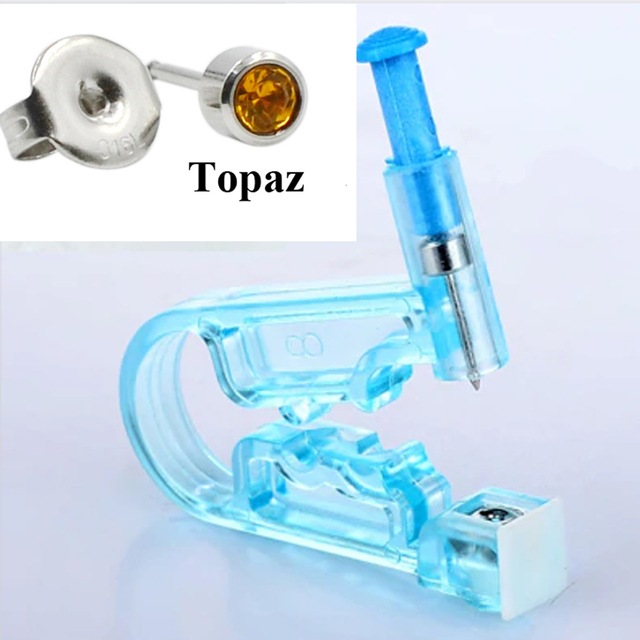 Disposable Sterilized Safety Nose Ear Piercing Unit Cartilage Tragus Helix Piercing Gun Tool Kit Build In Ear Studs Earring