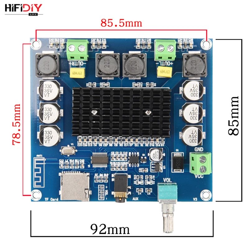 HIFIDIY LIVE XH-A105 Bluetooth 5.0 TDA7498 digital amplifier board 2x100W speaker Stereo Audio AMP Module Support TF Card AUX