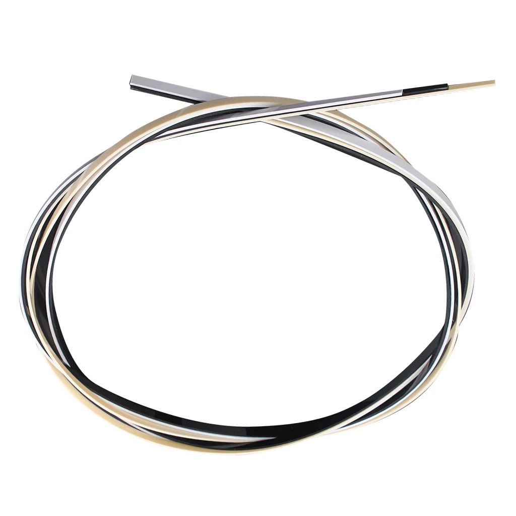 Pack of 3 Plastic Guitar/Electric Bass Binding Purfling Strips Edge Trim Inlay Black+White+Cream