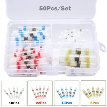 

50Pcs Heat Shrink Solder Wire Connectors Seal Sleeve Butt Splice Waterproof Terminals Insulated Electrical Tube kit 26-10AWG