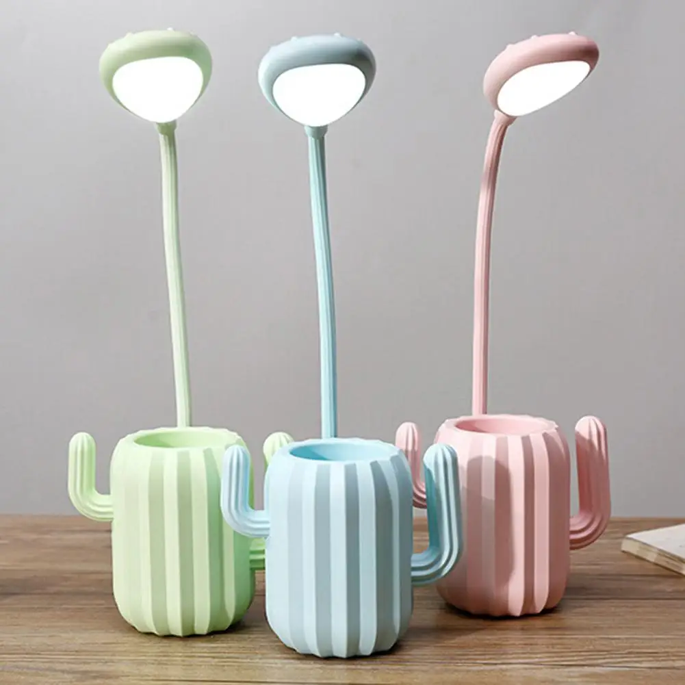 Caneta de Armazenamento Lâmpada de Mesa Proteção para os Olhos Cactus Forma Recarregável Levou Dobrável Titular Lightstudent Mesa Leitura Lam Usb 16 para caneta, proteção para os olhos para leitura