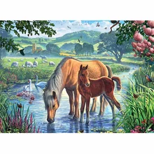 5D diamante bordado paisaje caballo hogar Decoración cuadrado diamante pintura punto de cruz cristal imagen de diamante de imitación M418(China)