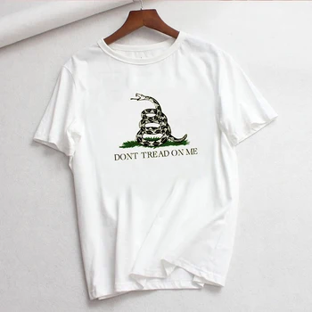 

LUSLOS fashion women t shirt short sleeve causal white tshirt dont treat on me snake printed female graphic tees streetwear tops