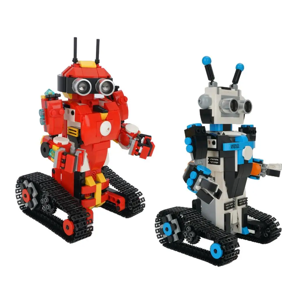 DIY Programming Electric Robot Toy Remote Control Puzzle Toy 420pcs Building Blocks 2.4G Wireless Mobile Phone Toy for Boy Blue