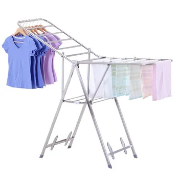 

Balcony drying rack pole floor folding stainless steel clothes quilt artifact bedroom hanging towel home shelf