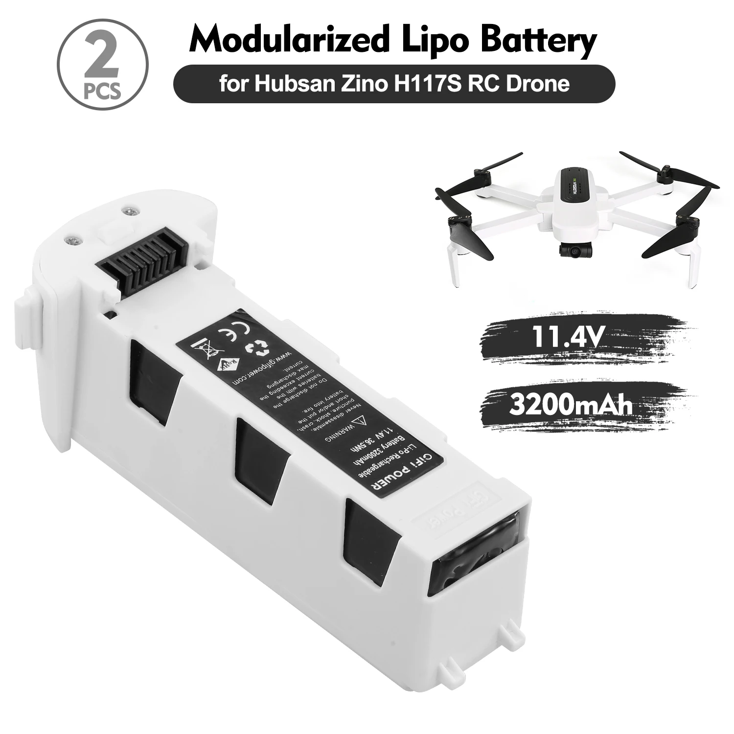 2PCS 11.4V 3200mAh Spare Intelligent Modularized Lipo Battery for Hubsan Zino H117S Drone Parts 28mins Flying Time | Игрушки и хобби