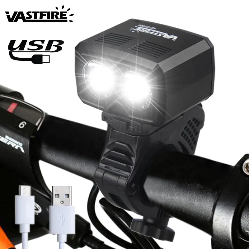 Waterproof Built in Battery Bike Light USB Rechargeable Bicycle Lamp 2x