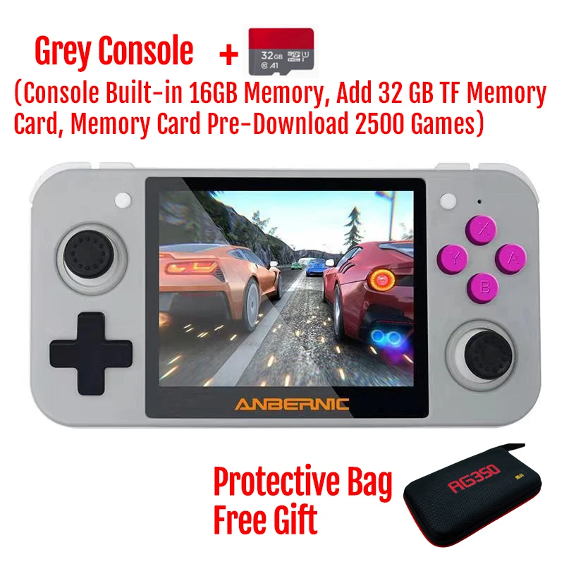 Grey Add 32G TF Новая игровая консоль RG350 в стиле ретро для psp, открытая система Linux, 3,5 дюймов, ips экран, 16 Гб памяти, 64 бит, портативная игровая консоль RG 350 - Цвет: Grey Add 32G TF