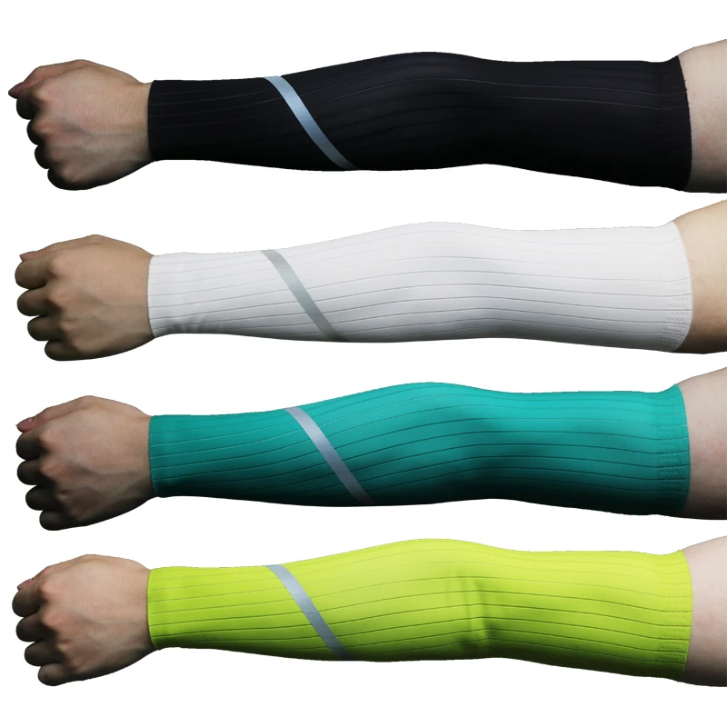 Светоотражающая компрессионная Спортивная велосипедная повязка на руку, баскетбольная повязка на руку, Летние повязки для бега, тенниса с УФ-защитой, волейбольные повязки