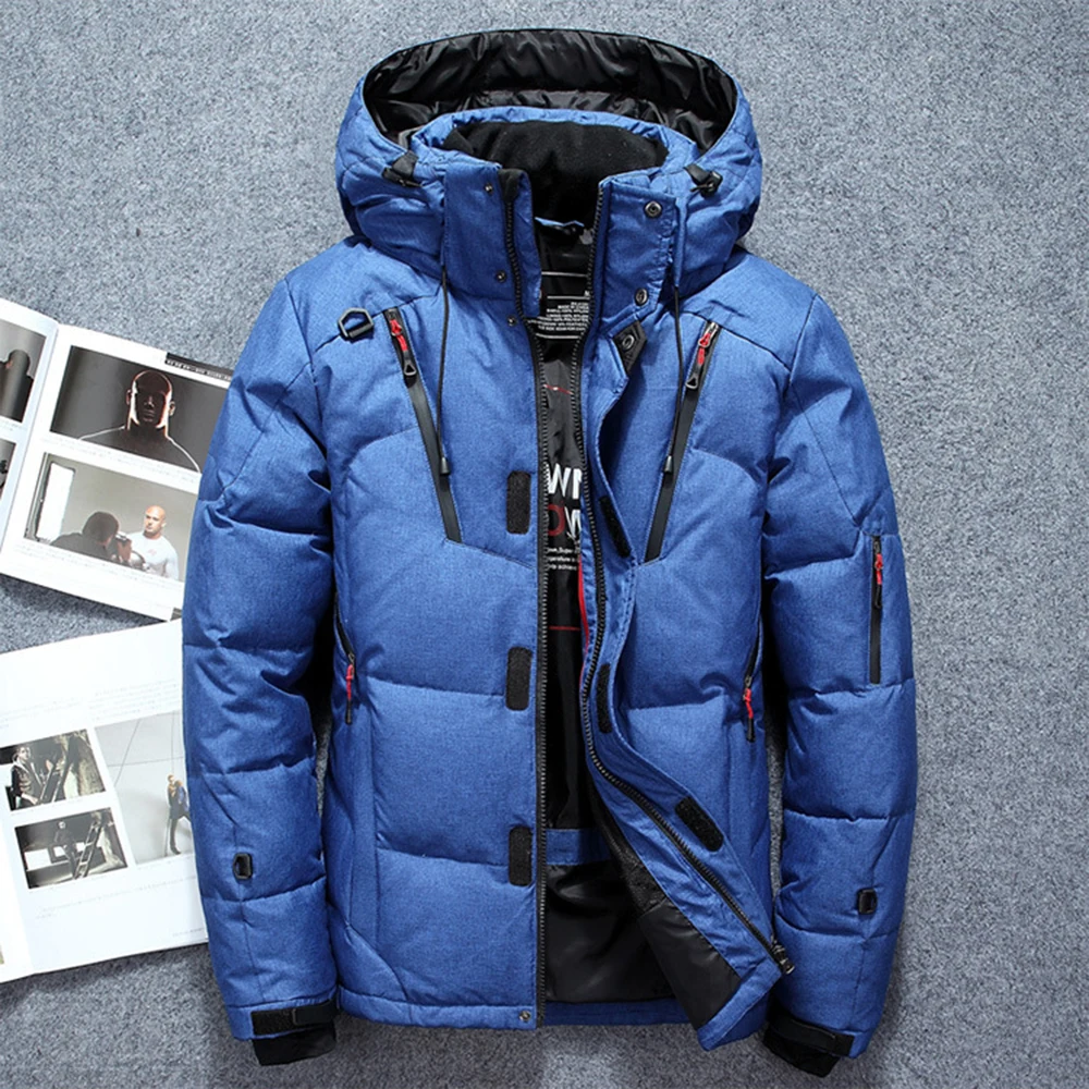 

CYSINCOS 2019 New High Quality Winter Warm Thicken Solid Men's Hooded Parkas Casual Male Slim Zipper Pocket Warm Coats Jackets