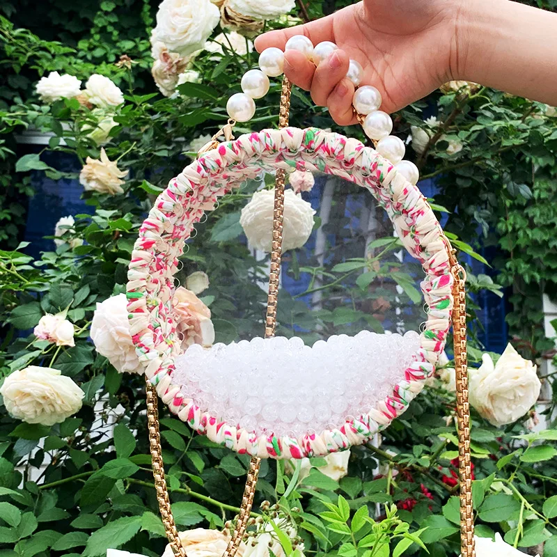

2019 Luxury Design Chain Crossbody Bags Acrylic Small Round Bags Women Clutches Party Wedding Shoulder Messenger Bags Handmade