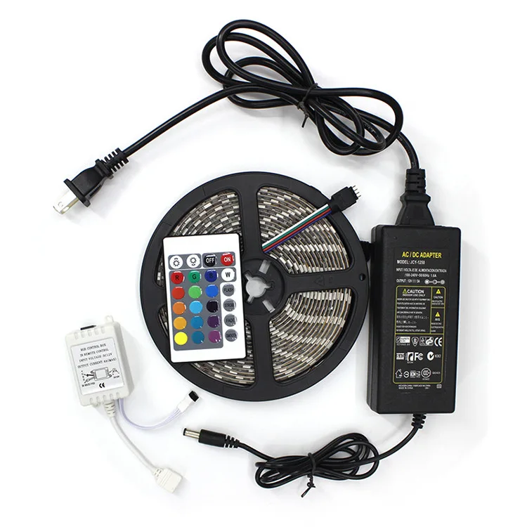 

LED Strip Light RGB 5050 SMD 2835 Flexible Ribbon fita led light strip 5M Waterproof Tape Diode DC 12V+ Remote Control +Adapter