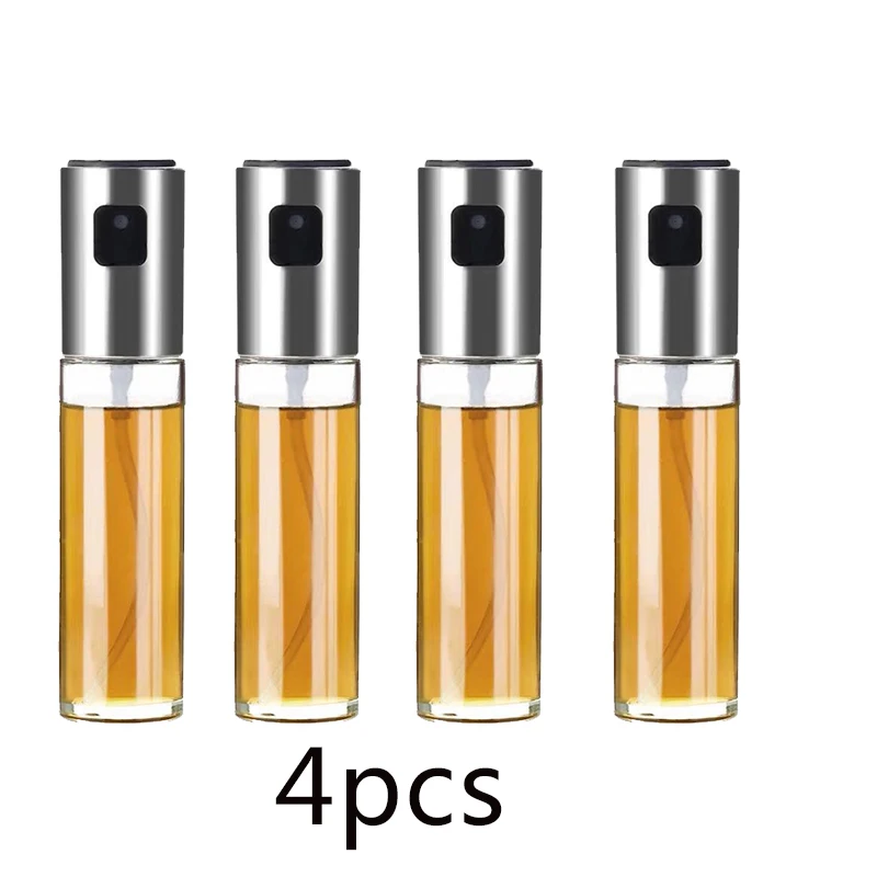 4PCS Silver Для барбекю, для выпечки, оливковое масло, бутылка-спрей, масло, уксус, бутылки-спрей, масленка, горшок, дозатор масла, насос, барбекю, для приготовления пищи, горшок, кухонный инструмент - Цвет: 4PCS Silver