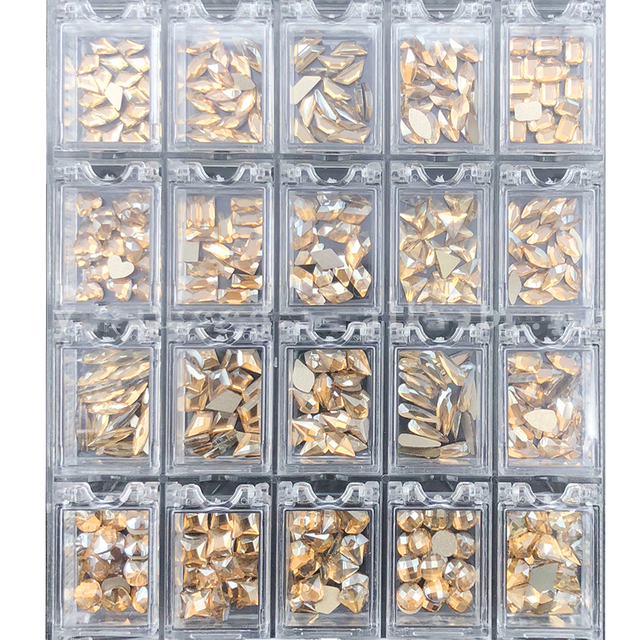 Multi Nail Rhinestones Kit Flatback 240pcs Alloy Charms (Neon,Pink,AB,Blue) Glass Jewelry Nail Art Crystal Box 2022