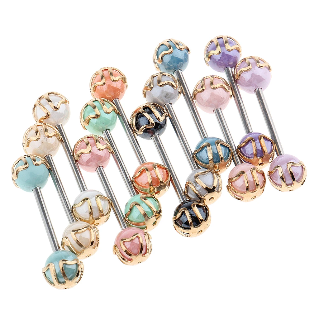 

12 pcs Unique Design Body Piercing Multicolor Acrylic Ball Tongue Nipple Bar Ring Barbell Piercing Jewelry