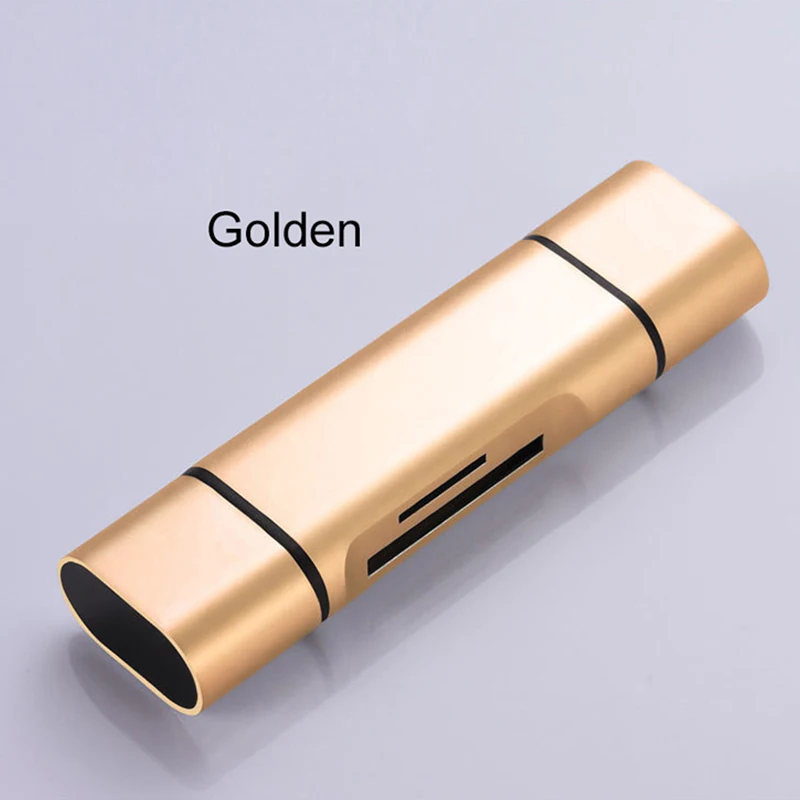 3 в 1 Многофункциональный USB/Тип-C/кард-ридер Android MicroSD/карты памяти SD/TF кард-ридер для телефона планшетного компьютера аксессуары для ноутбуков - Цвет: Золотой