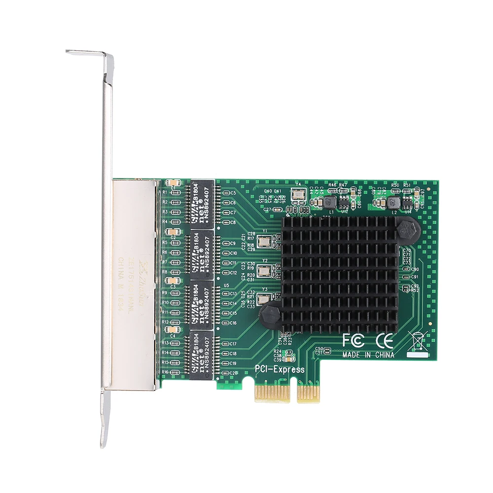 Сетевая Серверная карта 4 порта Gigabit 1000M PCI-E Ethernet адаптер поддерживает PCI- EX1/X4/X8/X16 |