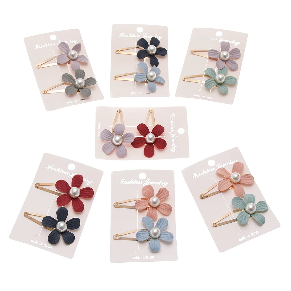 

2PCS Metal Pearl Flower Hairclip Barrettes Hairpin Bobby Pin Headdress Headwear Styling Accessories Jewelry Tools For Kids Women