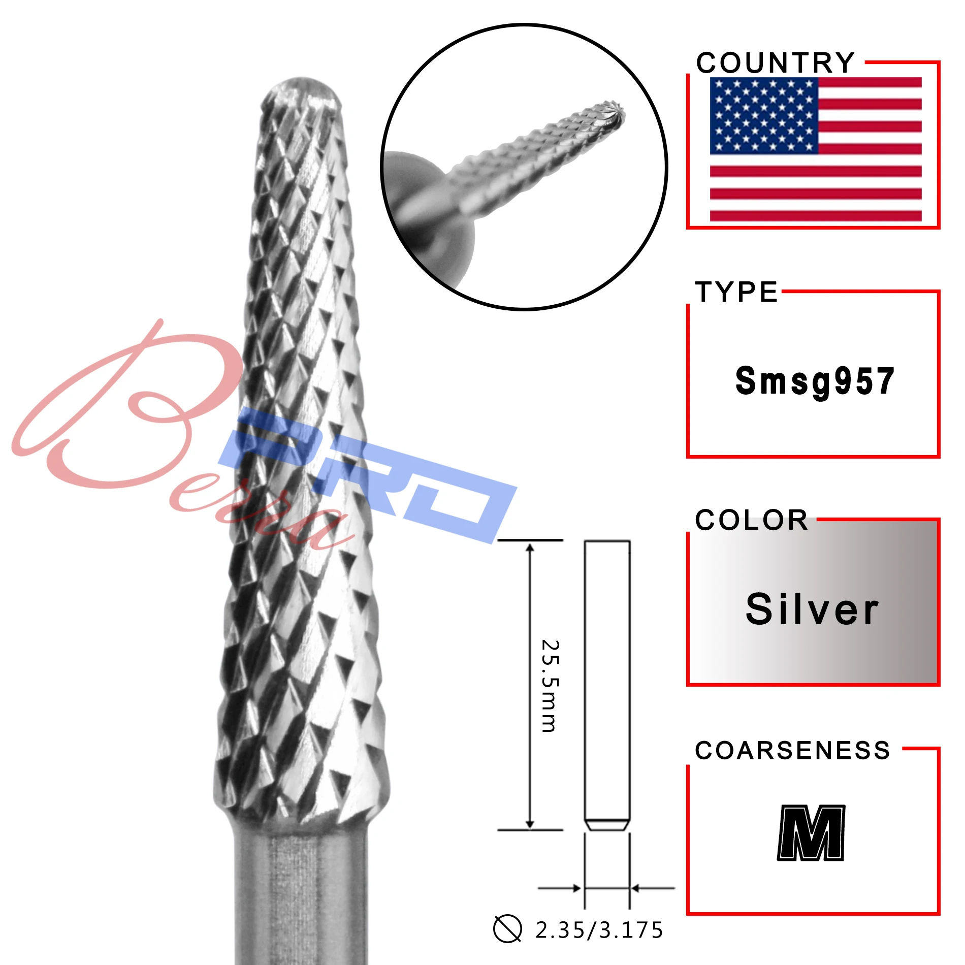 RolinStar Right Hand promotion type Carbide Tungsten barrel stable shank  Accessories Cutter pedicure nail milling drill bits 6