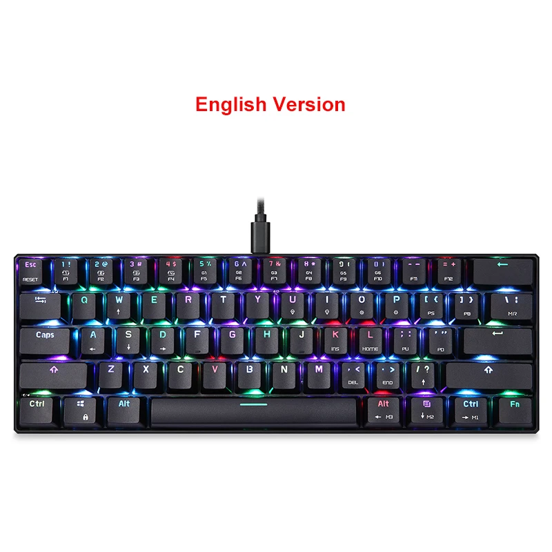 English version Motospeed CK61Gaming механическая клавиатура USB Проводная 61 Ключи RGB светодиодный Подсветка красные, синие переключатель для компьютерного геймера - Цвет: English version