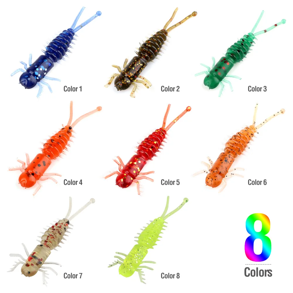 DONQL 20pcs Larva Soft Lures 45mm Fishing Artificial Baits Silicone Minnow Swimbait Jigging Plastic Baits Carp Worm Lures (4)