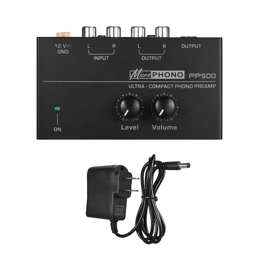 US PLUG Ультракомпактный предусилитель фонокорректора с регуляторами уровня и громкости RCA вход и выход 1/" TRS выходные интерфейсы - Цвет: US PLUG