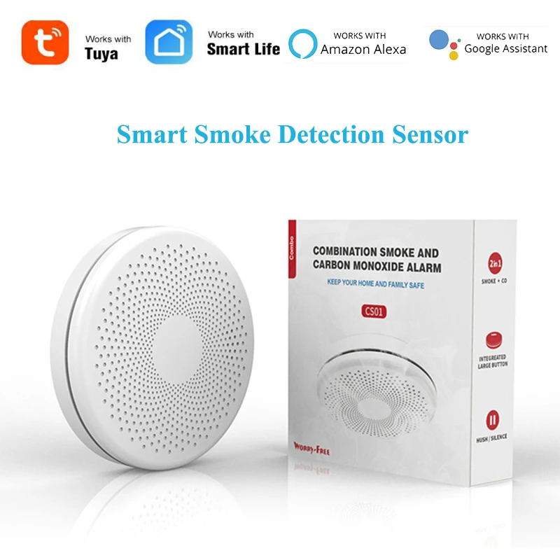 Tuya Smart Life Wifi Smart Smoke Carbon Monoxide Composite Home Fire