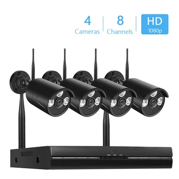 

8/4CH CCTV System WiFi NVR Kit 4/2pcs 1080P Wireless Weatherproof Bullet IP Camera P2P IR Night Vision Security Surveillance Set