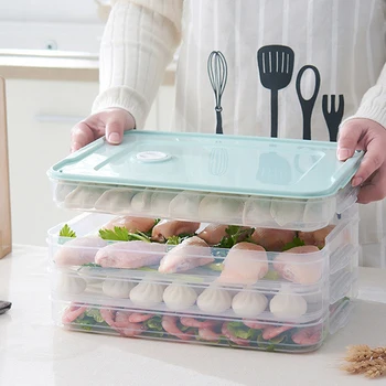 

1pcs Refrigerator Food Storage Box Kitchen Accessories Storage Box Fresh-keeping Box Dumpling Vegetable Egg Rack Stackable Tray
