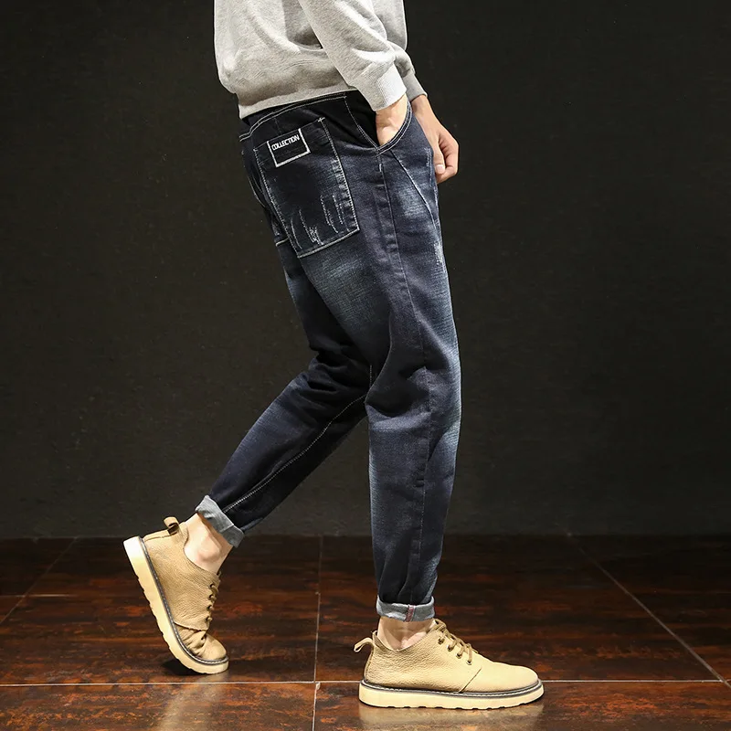 

Autumn New Style Large Size Jeans Men's Plus-sized Loose Elasticity Printed Trend Harem Large Size MEN'S Pants