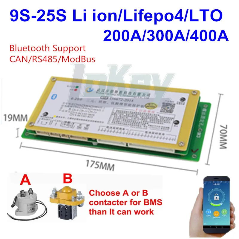 

Smart BMS 9S--25S Lifepo4 li-ion Lipo LTO Battery Protection Board BMS 400A 300A 200A 150A Bluetooth APP 10S 13S 16S 20S Balance
