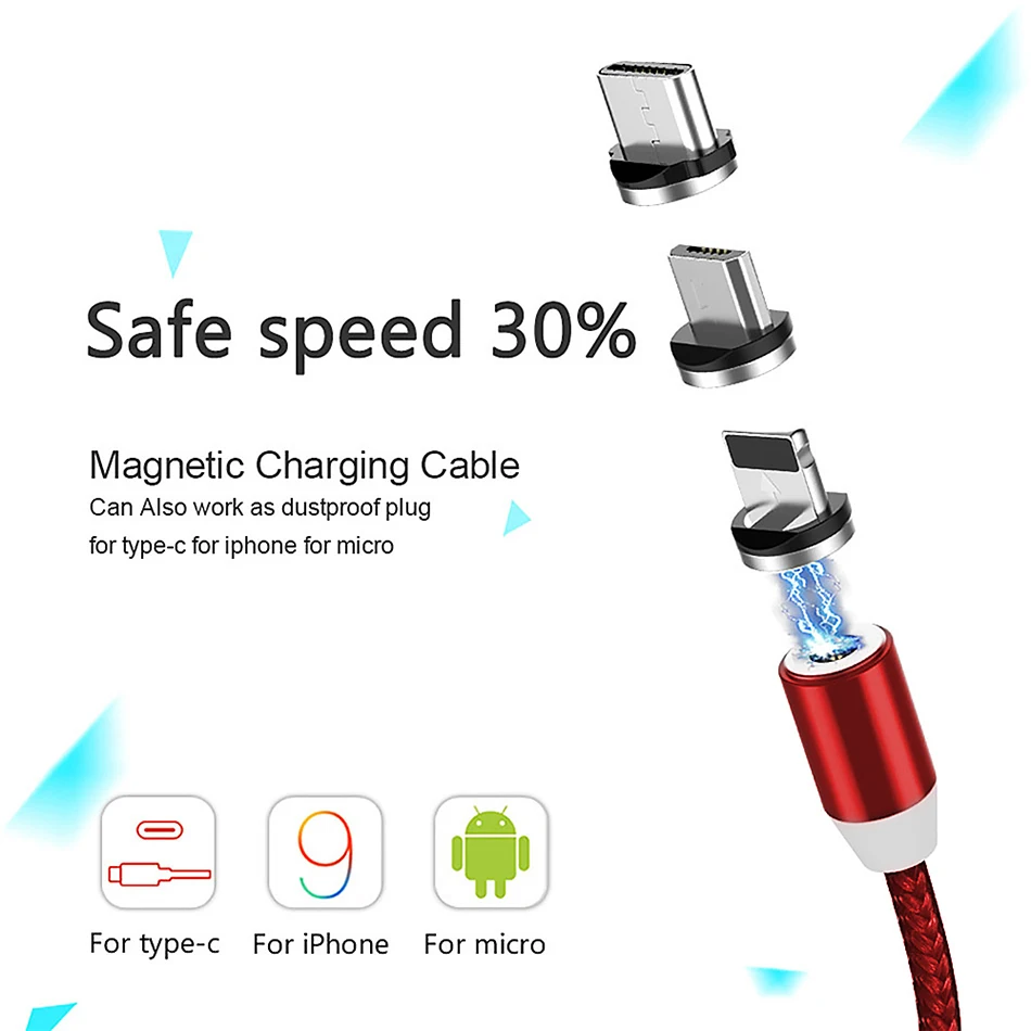 Круглый Магнитный штекер Micro USB C / Type 8 Pin для адаптера iPhone магнитный usb разъем