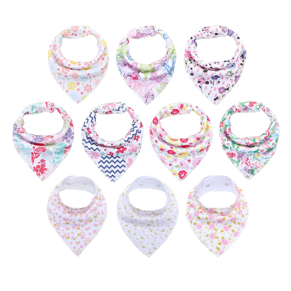 K10001 10-Pack Baby Bandana Bibs for Drooling and Teething Organic Cotton and Super Absorbent Hypoallergenic Bibs Baby Shower Gift - Цвет: K10001