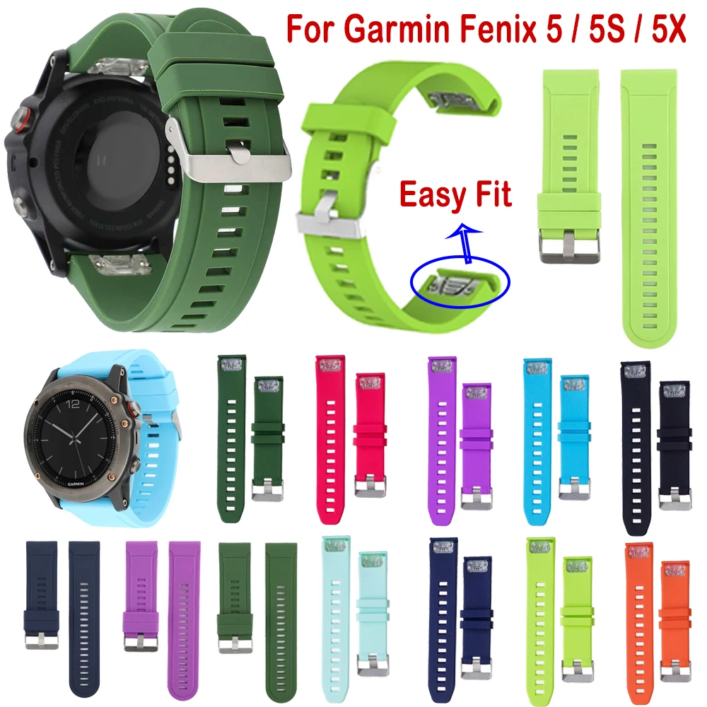 

26 22 20MM Watchband Strap for Garmin Fenix 5X 5 5S 5X Plus 3 3HR S60 MK1 Smart Watch Quick Release Silicone Easyfit Wrist Strap