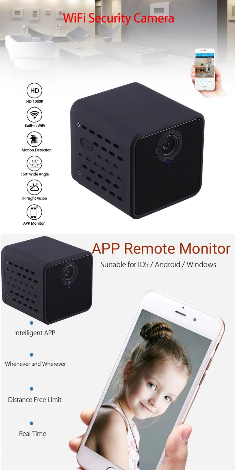 Мини CCTV Беспроводная IP WiFi камера портативная камера HD P2P беспроводной WiFi видео рекордер для iPhone iPad Android приложение Удаленный просмотр