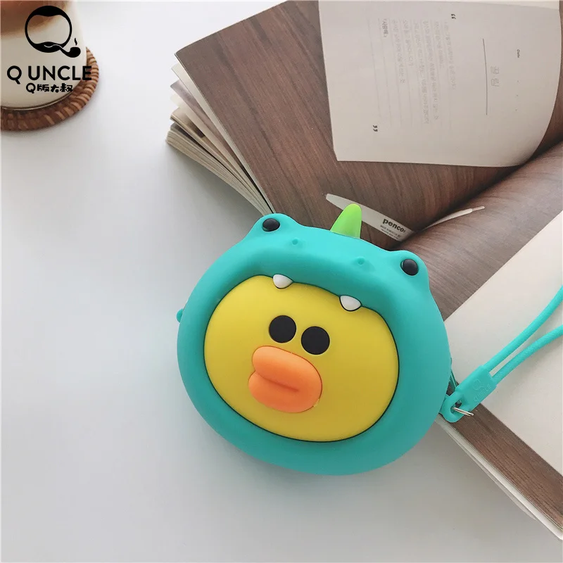 

Q UNCLE Personality Fashion Mini Bag Kawaii Wallet Girls Gifts Zipper Cartoon Silica Gel Funny Dinosaur Chicken Face Coin Purse