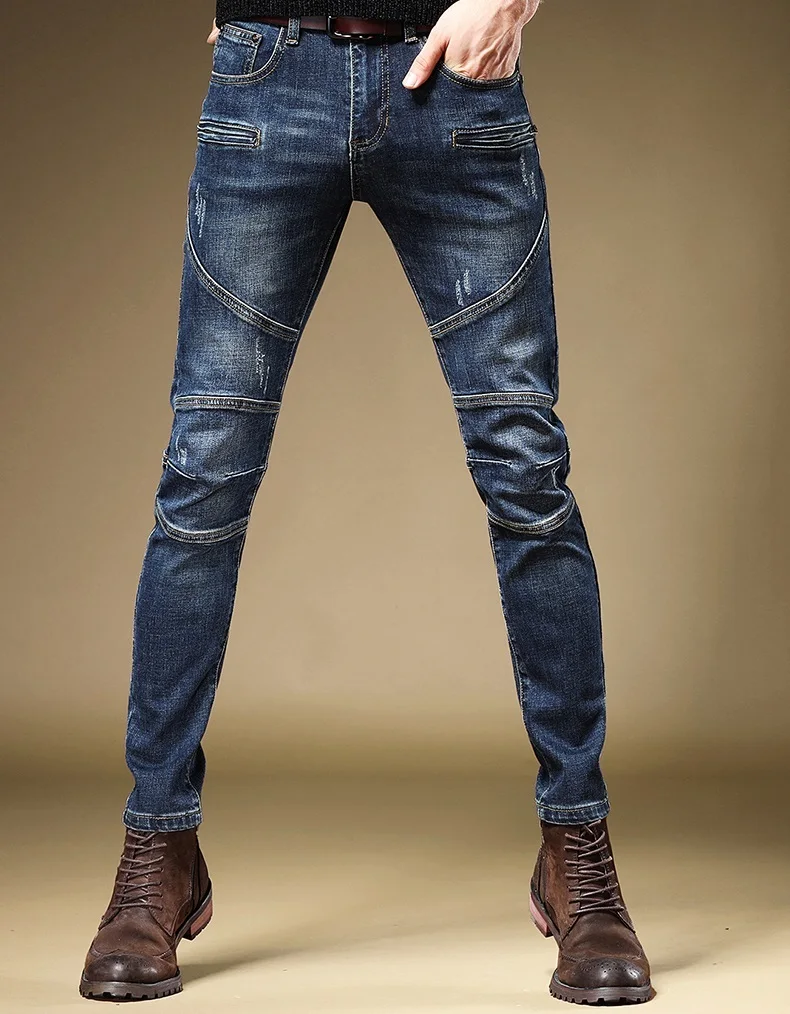 Motorcycle Men's Jeans Fashion Slim Fit 