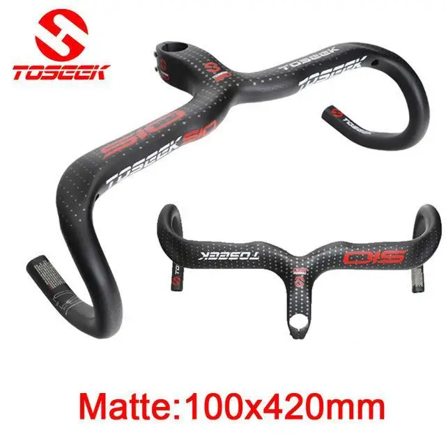 Toseek Vollcarbon Lenker Rennrad Bent Bar Manillar Integrado Del Manillar De La Bicicleta Brillante/mate Bike Teile - Цвет: Matte 100 x 420