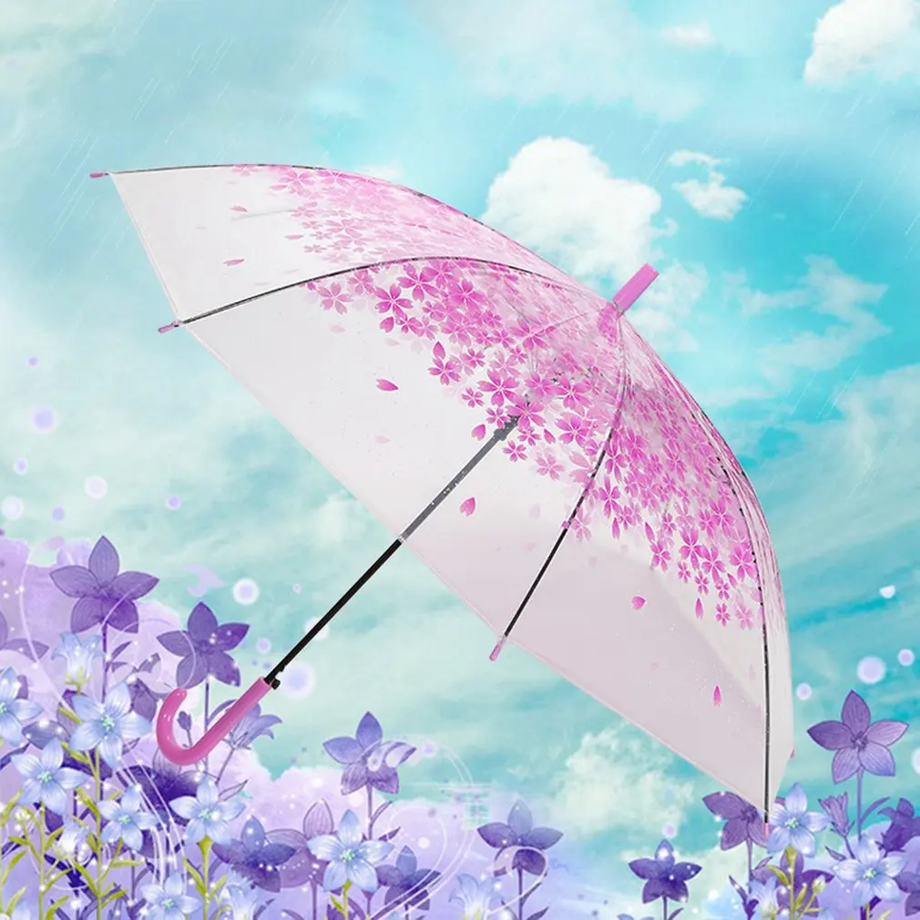 Корабль из RU полуавтоматический прозрачный вишневый цвет Сакура гриб принцесса большой прямой длинной ручкой один зонтик от дождя