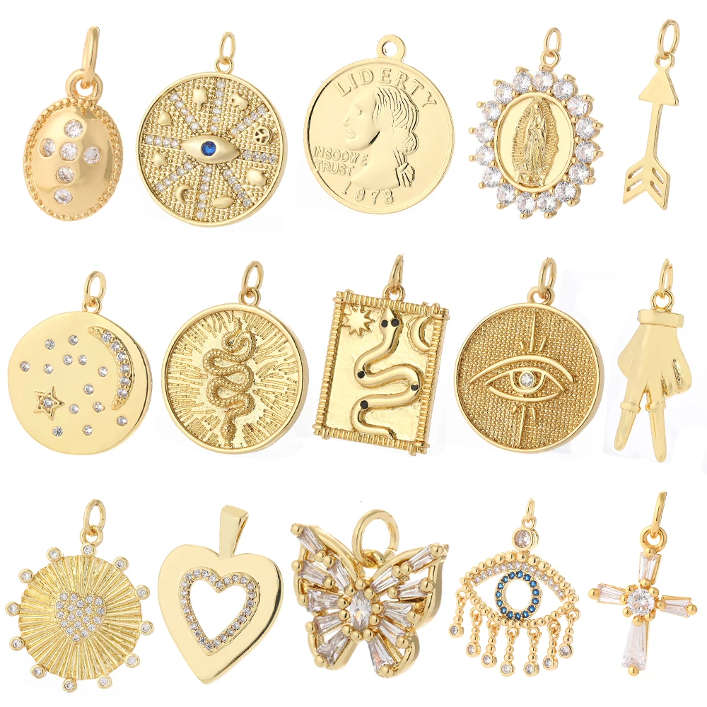 Heart Sanke Star Coin Evil Blue Eye Charms for Jewelry Making Supplies Designer Butter Cross Moon Diy Earring Necklace Bracelet | Украшения