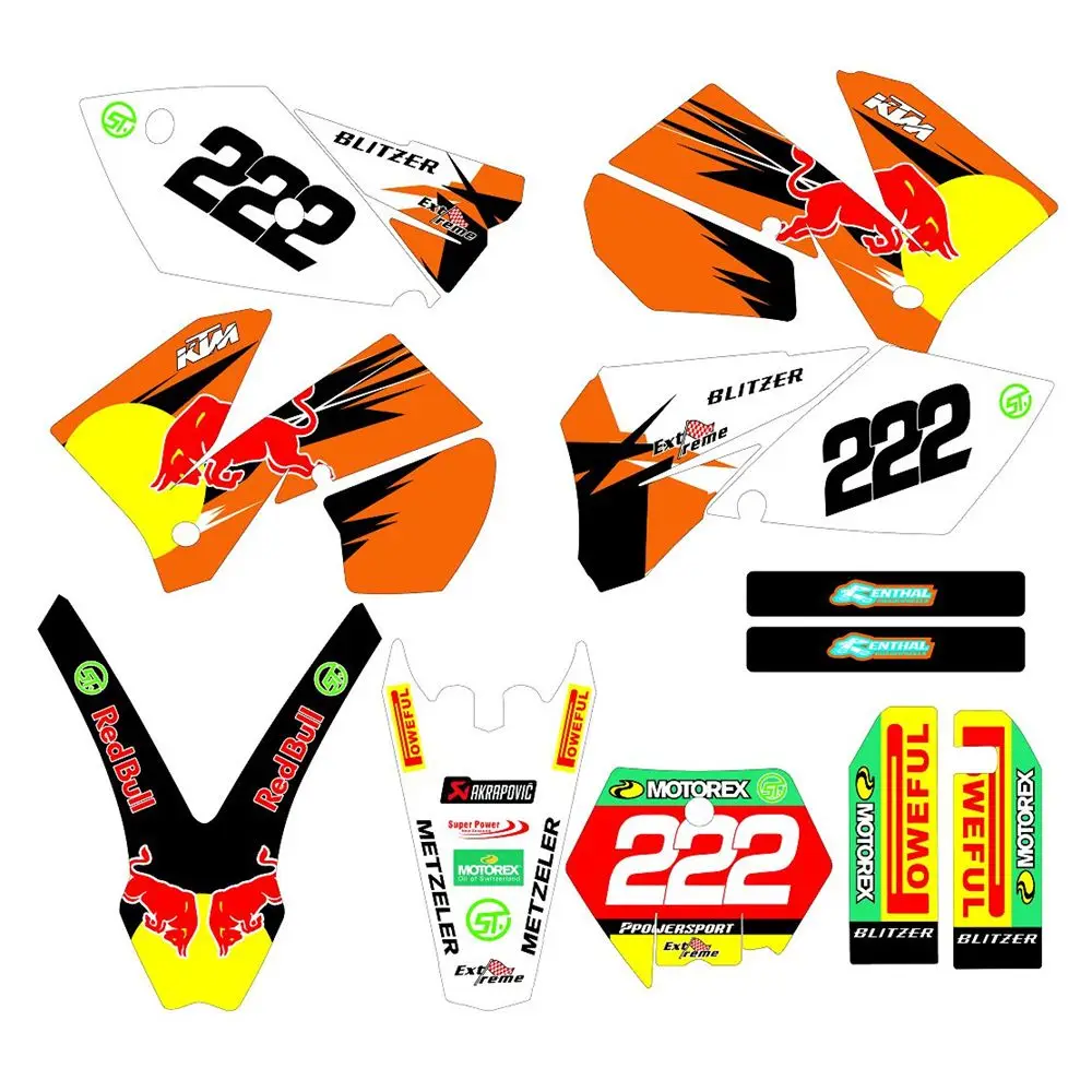 

New Full Bull Graphics Decals Stickers Custom Number Name 3M Bright Matte Waterproof For KTM SX 125 250 450 525 2005-2006