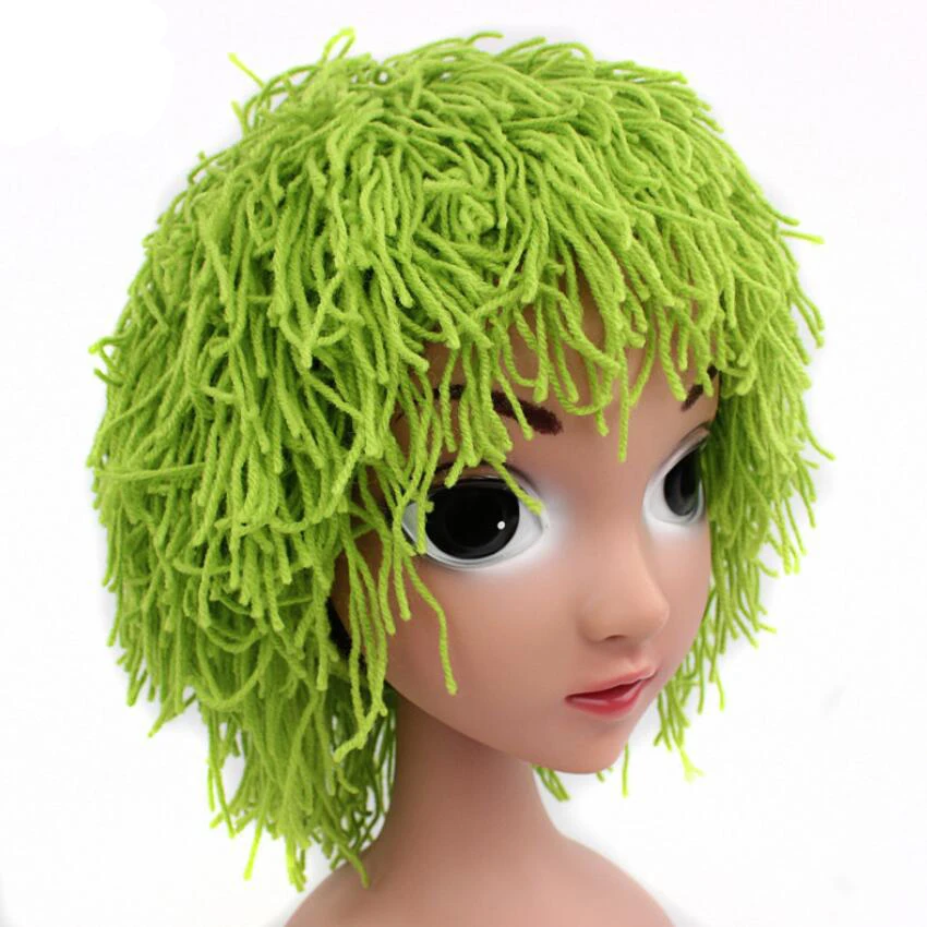 

Unisex Kid's Novelty Wig Hats Handmade Knitted Warm Winter Caps Baby Boy Girl Halloween Gift Funny Children Beanies